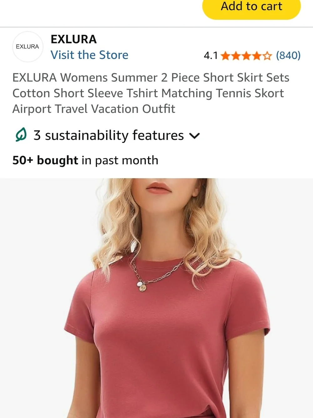 Cropped Tee & Drawstring Skort Set - Dusty Rose- L -EUC- laundered never worn